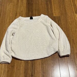 Bobeau Cream Fleece-Lined Top